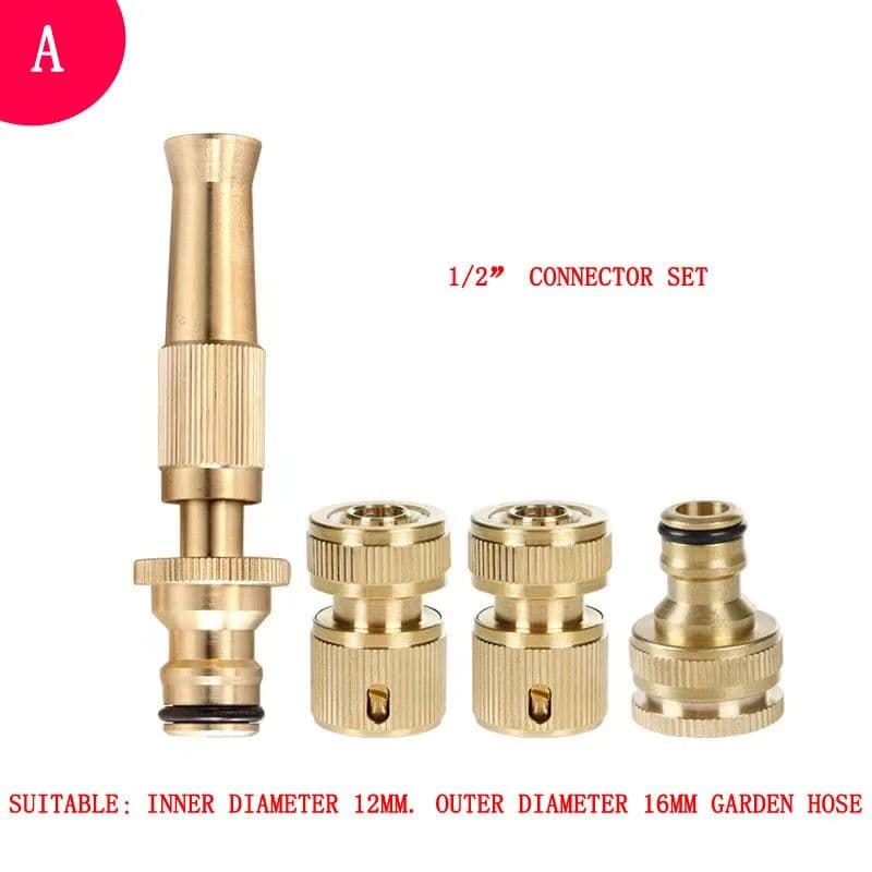 image-Brass Quick Waterstop Connector Car Wash Water Gun G1/2 G3/4 Garden Irrigation Hose Copper Connector Kit
