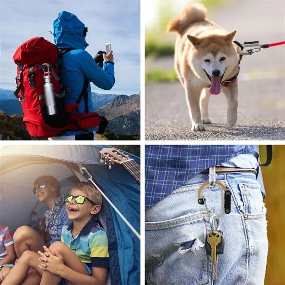 image-1PC Hybrid Gear Clips Multi-function Swivel Buckle D-Type Carabiner Non-Locking Strong Clip Camping Fishing Hiking Travel Outing