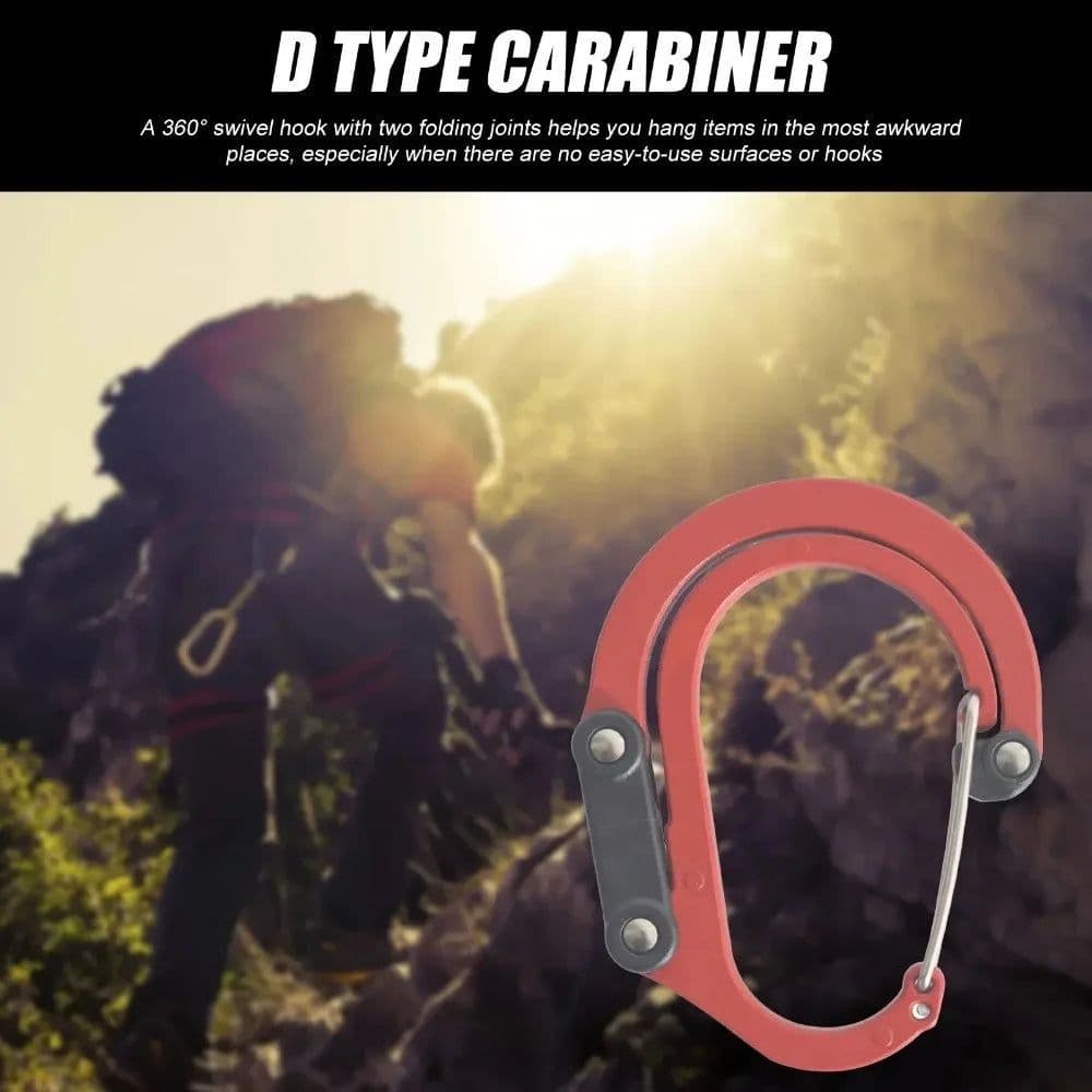 image-1PC Hybrid Gear Clips Multi-function Swivel Buckle D-Type Carabiner Non-Locking Strong Clip Camping Fishing Hiking Travel Outing
