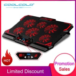 image-COOLCOLD 17inch Gaming Laptop Cooler Six Fan Led Screen Two USB Port 2600RPM Laptop Cooling Pad Notebook Stand For Laptop