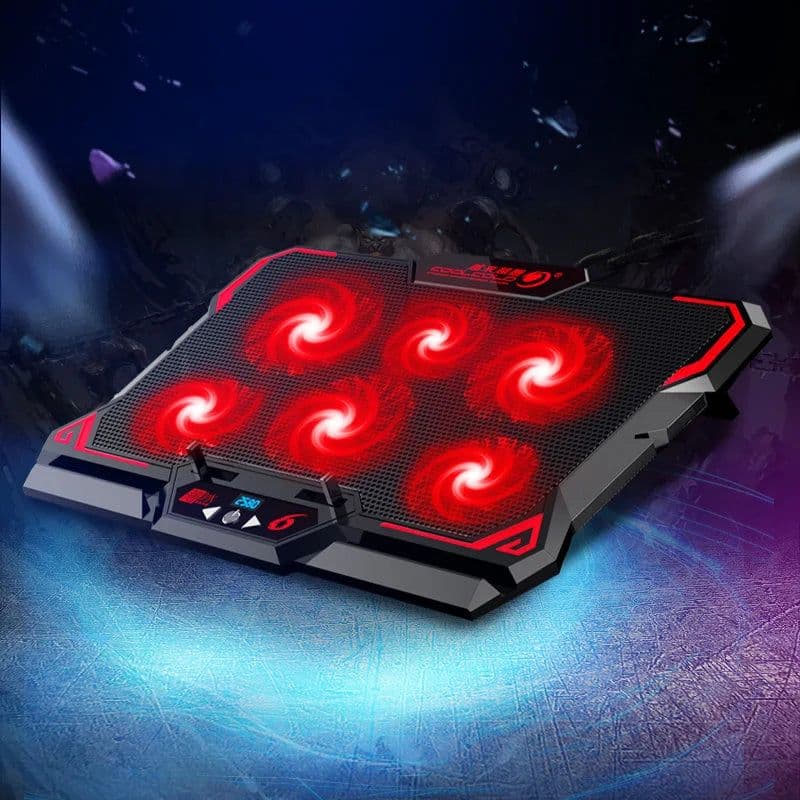 image-COOLCOLD 17inch Gaming Laptop Cooler Six Fan Led Screen Two USB Port 2600RPM Laptop Cooling Pad Notebook Stand For Laptop
