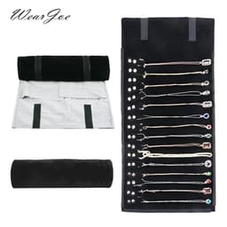 image-Luxury Velvet Chain Jewelry Storage Roll Bag Pendant Necklace Organizer Pouch Watch Bracelet Display Holder Travel Case Portable