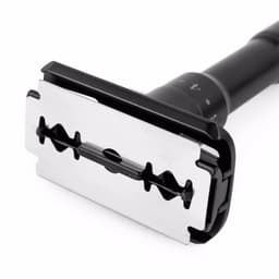 image-QShave Luxurious Black Adjustable Safety Razor Can Design Name on It Classic Stand Safety Razor Men Shaving 5 Gift Blades