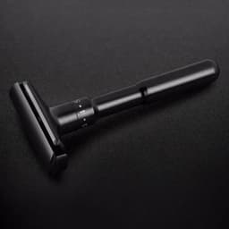 image-QShave Luxurious Black Adjustable Safety Razor Can Design Name on It Classic Stand Safety Razor Men Shaving 5 Gift Blades