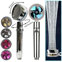 image-2023 Shower Head Water Saving Flow 360 Degrees Rotating With Small Fan ABS Rain High Pressure Spray Nozzle Bathroom Accessories