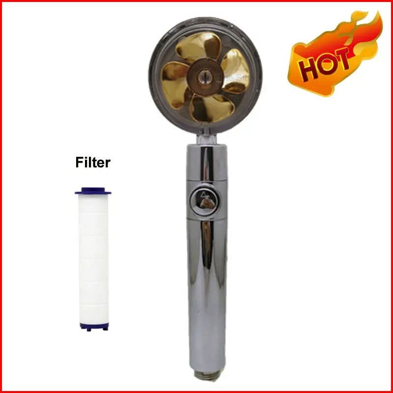 image-2023 Shower Head Water Saving Flow 360 Degrees Rotating With Small Fan ABS Rain High Pressure Spray Nozzle Bathroom Accessories