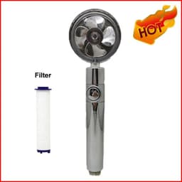 image-2023 Shower Head Water Saving Flow 360 Degrees Rotating With Small Fan ABS Rain High Pressure Spray Nozzle Bathroom Accessories