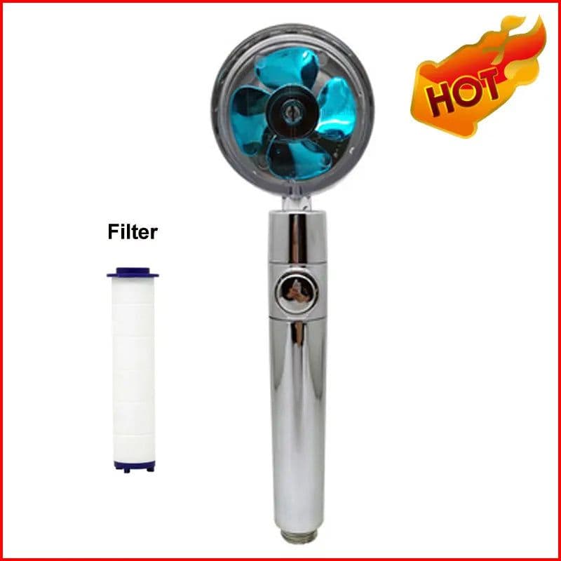 image-2023 Shower Head Water Saving Flow 360 Degrees Rotating With Small Fan ABS Rain High Pressure Spray Nozzle Bathroom Accessories