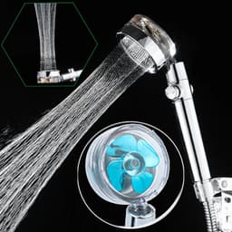 image-2023 Shower Head Water Saving Flow 360 Degrees Rotating With Small Fan ABS Rain High Pressure Spray Nozzle Bathroom Accessories