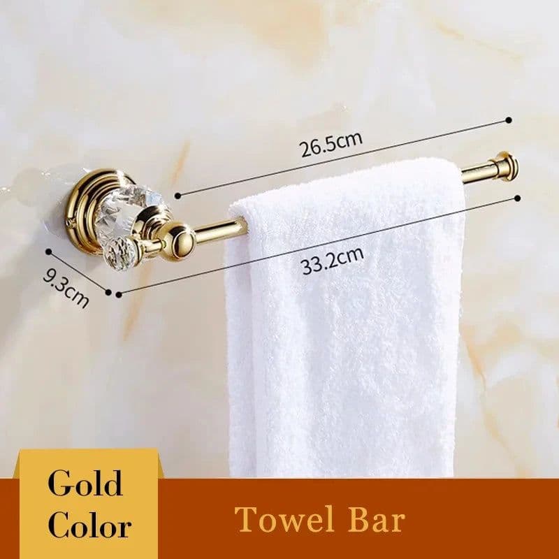 image-Crystal Toilet Paper Holder, Gold Toilet Roll Holder Modern Bathroom Accessories Zinc Alloy Tissue Hanger Wall Mounted