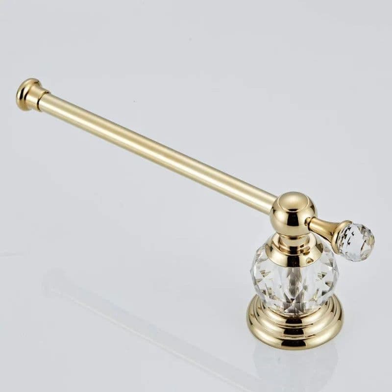 image-Crystal Toilet Paper Holder, Gold Toilet Roll Holder Modern Bathroom Accessories Zinc Alloy Tissue Hanger Wall Mounted