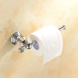 image-Crystal Toilet Paper Holder, Gold Toilet Roll Holder Modern Bathroom Accessories Zinc Alloy Tissue Hanger Wall Mounted