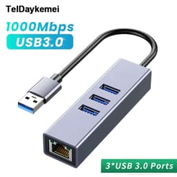 image-USB 3.0 HUB 1000Mbps 3 Ports USB 3.0 Type C HUB USB to Rj45 Gigabit Ethernet Adapter RTL8153 for MacBook Laptop Computer