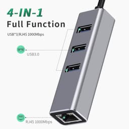 image-USB 3.0 HUB 1000Mbps 3 Ports USB 3.0 Type C HUB USB to Rj45 Gigabit Ethernet Adapter RTL8153 for MacBook Laptop Computer