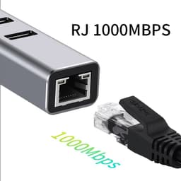 image-USB 3.0 HUB 1000Mbps 3 Ports USB 3.0 Type C HUB USB to Rj45 Gigabit Ethernet Adapter RTL8153 for MacBook Laptop Computer