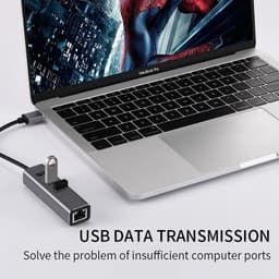 image-USB 3.0 HUB 1000Mbps 3 Ports USB 3.0 Type C HUB USB to Rj45 Gigabit Ethernet Adapter RTL8153 for MacBook Laptop Computer
