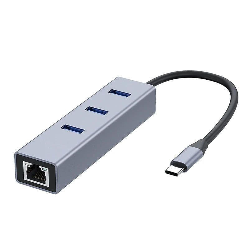 image-USB 3.0 HUB 1000Mbps 3 Ports USB 3.0 Type C HUB USB to Rj45 Gigabit Ethernet Adapter RTL8153 for MacBook Laptop Computer