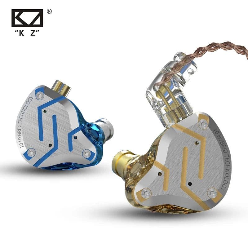 image-KZ ZS10 Pro Gold Earphones 4BA+1DD Hybrid 10 drivers HIFI Bass Earbuds In Ear Monitor Headphones Noise Cancelling Metal Headset