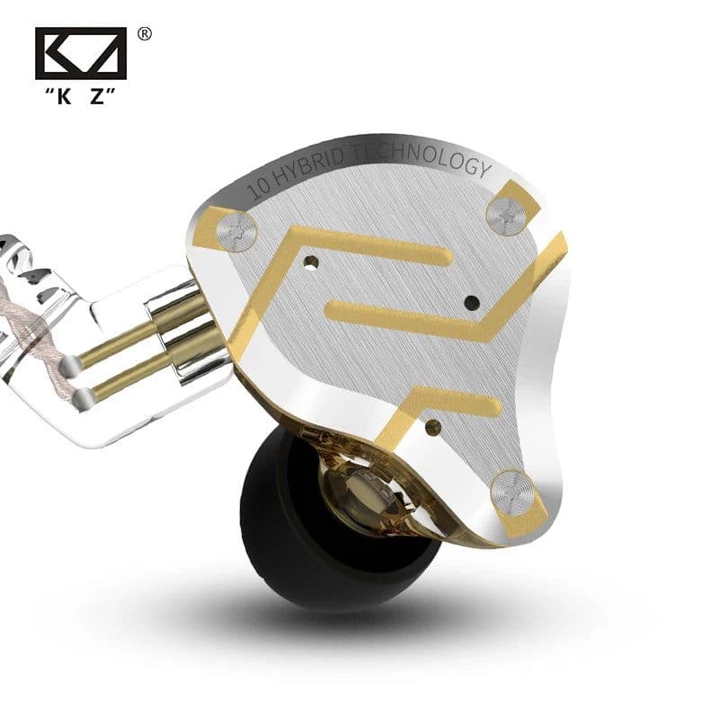 image-KZ ZS10 Pro Gold Earphones 4BA+1DD Hybrid 10 drivers HIFI Bass Earbuds In Ear Monitor Headphones Noise Cancelling Metal Headset