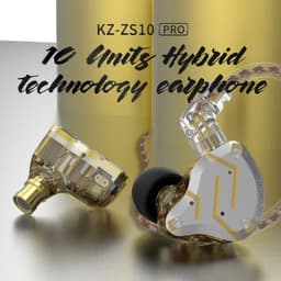 image-KZ ZS10 Pro Gold Earphones 4BA+1DD Hybrid 10 drivers HIFI Bass Earbuds In Ear Monitor Headphones Noise Cancelling Metal Headset