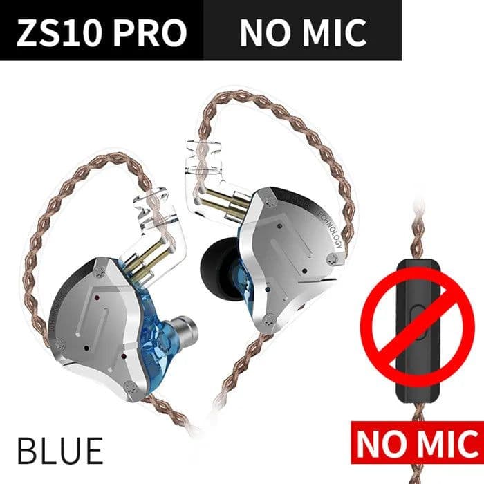 image-KZ ZS10 Pro Gold Earphones 4BA+1DD Hybrid 10 drivers HIFI Bass Earbuds In Ear Monitor Headphones Noise Cancelling Metal Headset