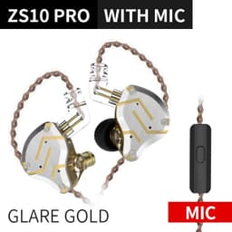 image-KZ ZS10 Pro Gold Earphones 4BA+1DD Hybrid 10 drivers HIFI Bass Earbuds In Ear Monitor Headphones Noise Cancelling Metal Headset