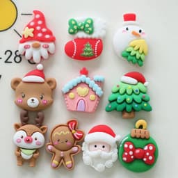 image-10 Pcs New Mini Kawaii Christmas Series Resin Flat Back Cabochons Scrapbook Diy Party Hairpin Accessories Decorate Craft L38