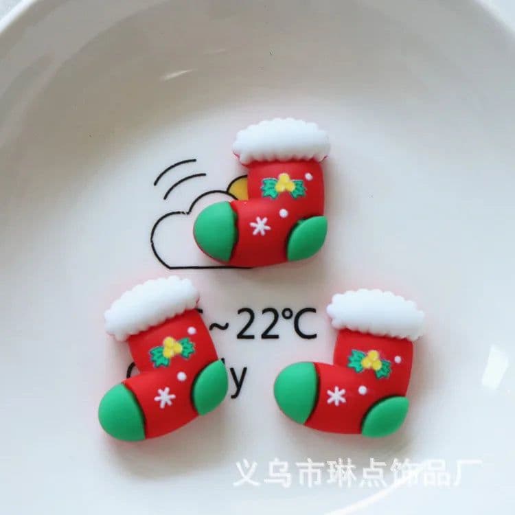 image-10 Pcs New Mini Kawaii Christmas Series Resin Flat Back Cabochons Scrapbook Diy Party Hairpin Accessories Decorate Craft L38
