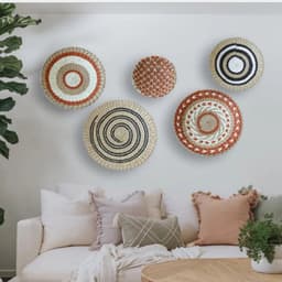 image-Creative Combination Wall Decoration Rattan Grass Weaving Straw Plate for Home Decor Livingroom Bedroom Background Decoration