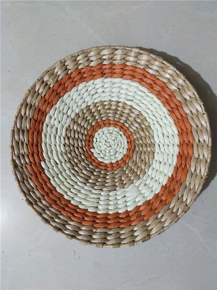 image-Creative Combination Wall Decoration Rattan Grass Weaving Straw Plate for Home Decor Livingroom Bedroom Background Decoration