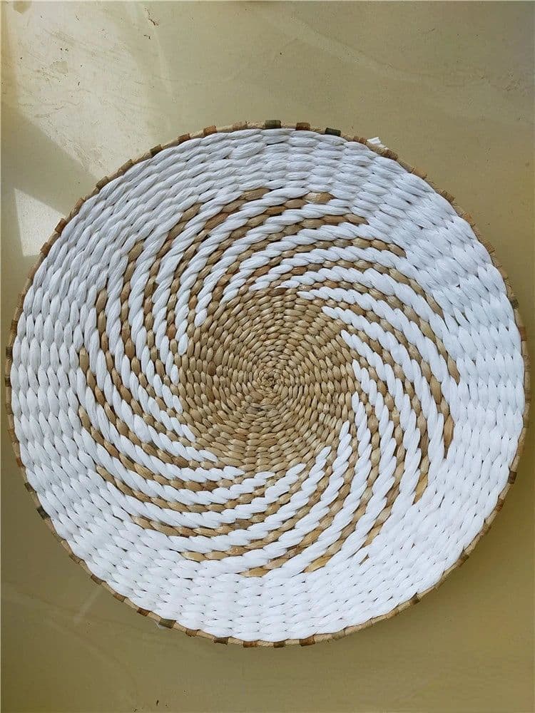 image-Creative Combination Wall Decoration Rattan Grass Weaving Straw Plate for Home Decor Livingroom Bedroom Background Decoration