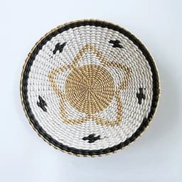 image-Creative Combination Wall Decoration Rattan Grass Weaving Straw Plate for Home Decor Livingroom Bedroom Background Decoration