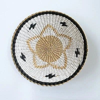 image-Creative Combination Wall Decoration Rattan Grass Weaving Straw Plate for Home Decor Livingroom Bedroom Background Decoration