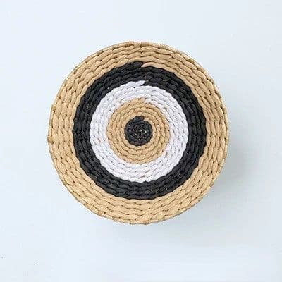 image-Creative Combination Wall Decoration Rattan Grass Weaving Straw Plate for Home Decor Livingroom Bedroom Background Decoration