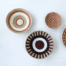 image-Creative Combination Wall Decoration Rattan Grass Weaving Straw Plate for Home Decor Livingroom Bedroom Background Decoration