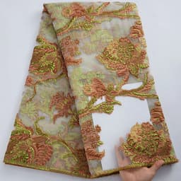 image-SJD LACE 2024 Latest French Brocade Lace Fabric High Quality African Lace Fabric Embroidery Jacquard Tissue For Wedding SewA2100