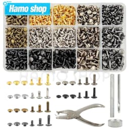 image-Metal Double Cap Rivets Stud Round Nail Spike With Tool Kits For Leathercraft Repair Shoes Bag Belt Clothing Garment Accessories