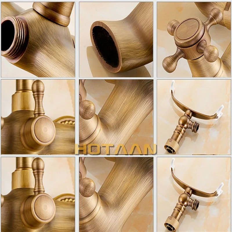 image-Bathroom Bath Tub Wall Mounted Hand Held Antique Brass Shower Head Kit Copper Chrome Shower Faucet Mixer Sets