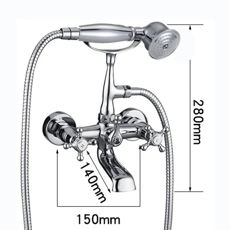 image-Bathroom Bath Tub Wall Mounted Hand Held Antique Brass Shower Head Kit Copper Chrome Shower Faucet Mixer Sets