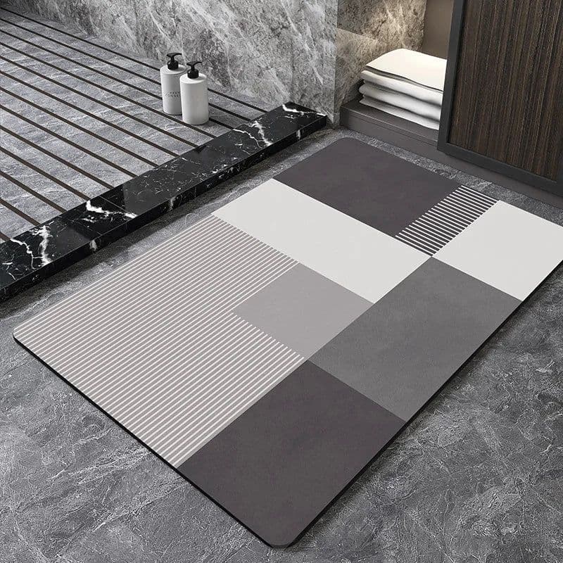 image-Nordic Geometric Diatomite Bath Mat Bathroom Super Absorbent Foot Mats Non Slip Quick Dry Toilet Shower Toilet Room Rugs Doormat