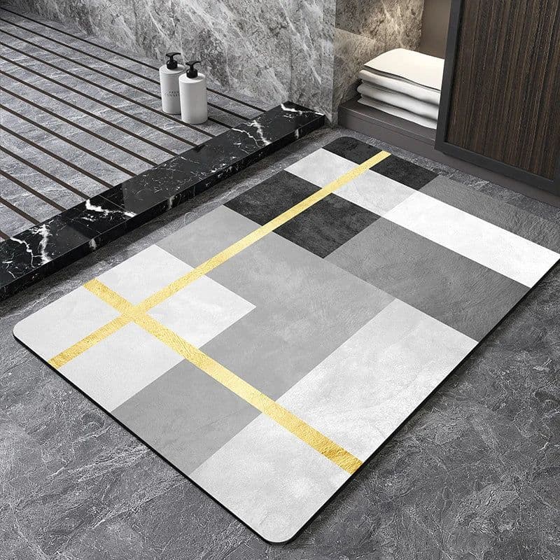 image-Nordic Geometric Diatomite Bath Mat Bathroom Super Absorbent Foot Mats Non Slip Quick Dry Toilet Shower Toilet Room Rugs Doormat