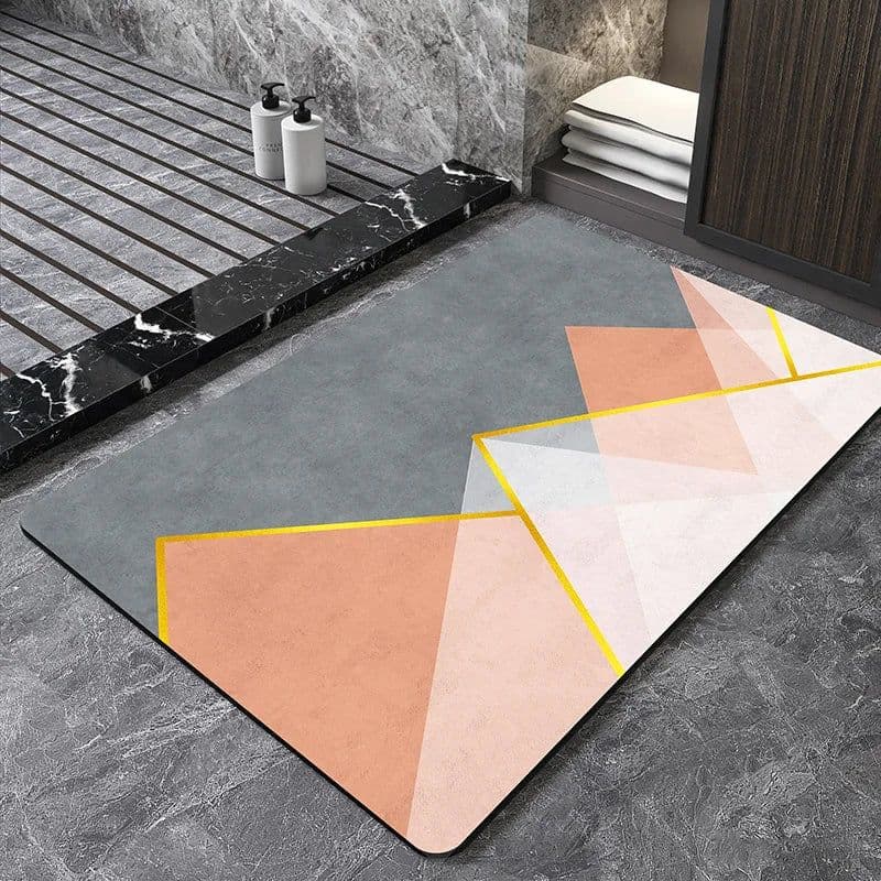 image-Nordic Geometric Diatomite Bath Mat Bathroom Super Absorbent Foot Mats Non Slip Quick Dry Toilet Shower Toilet Room Rugs Doormat