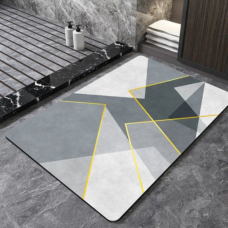 image-Nordic Geometric Diatomite Bath Mat Bathroom Super Absorbent Foot Mats Non Slip Quick Dry Toilet Shower Toilet Room Rugs Doormat