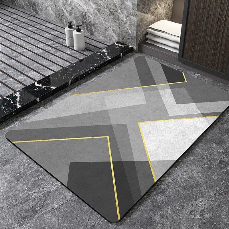 image-Nordic Geometric Diatomite Bath Mat Bathroom Super Absorbent Foot Mats Non Slip Quick Dry Toilet Shower Toilet Room Rugs Doormat