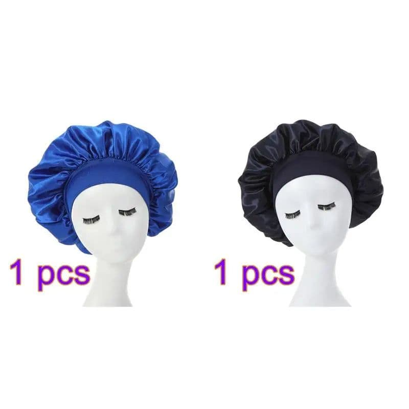 image-Silky Satin Lined Bonnet Sleep Cap Stay On All Night Hair Wrap Cover Slouchy Beanie For Curly Hair Protection For Women And Men
