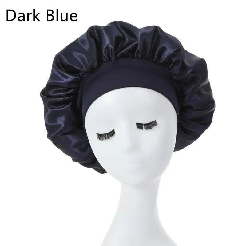 image-Silky Satin Lined Bonnet Sleep Cap Stay On All Night Hair Wrap Cover Slouchy Beanie For Curly Hair Protection For Women And Men