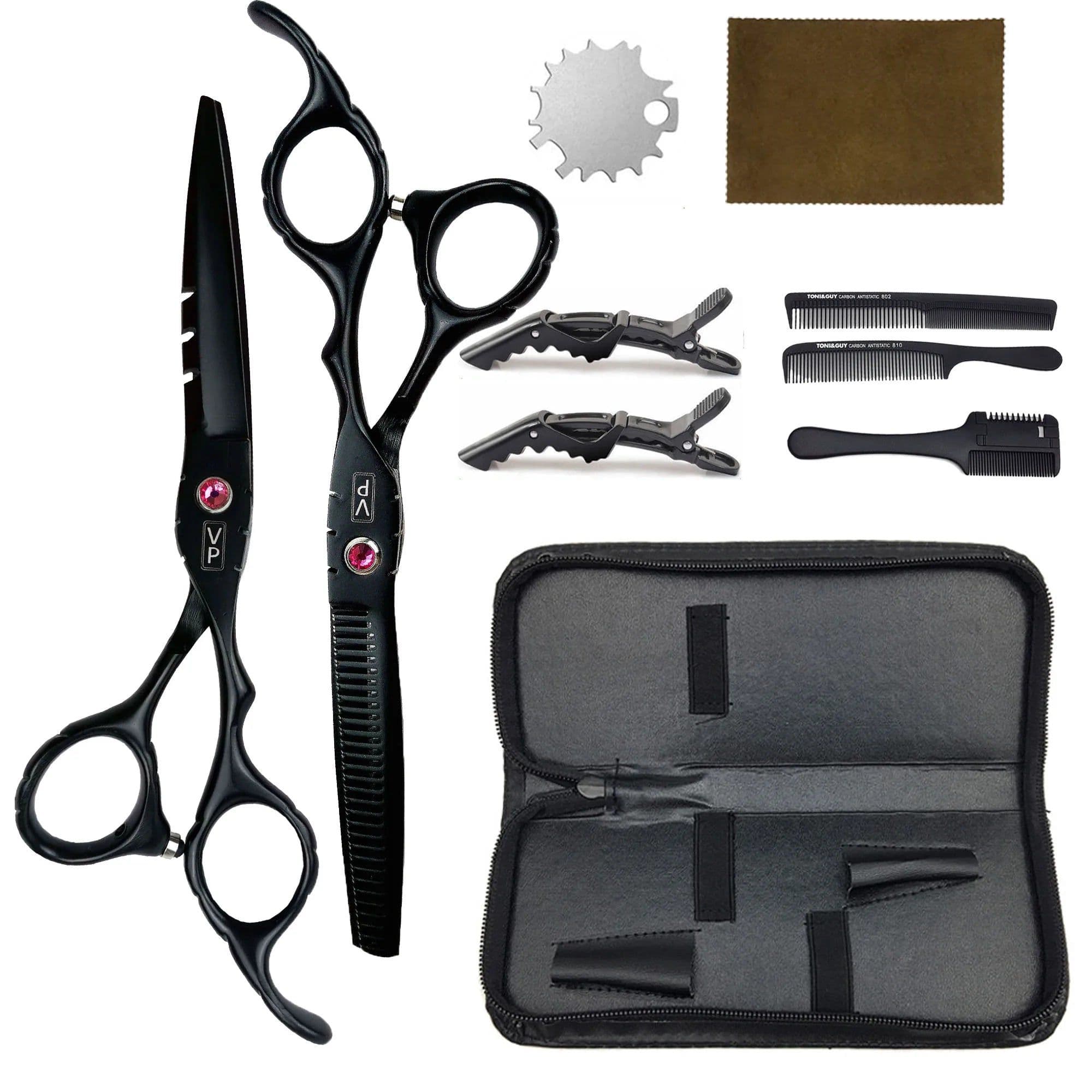 image-6.0" Hair Scissors Professional Hairdressing Scissors Set Barber Scissors Thinning Shears Hair Cutting Tool Hairdresser Scissors