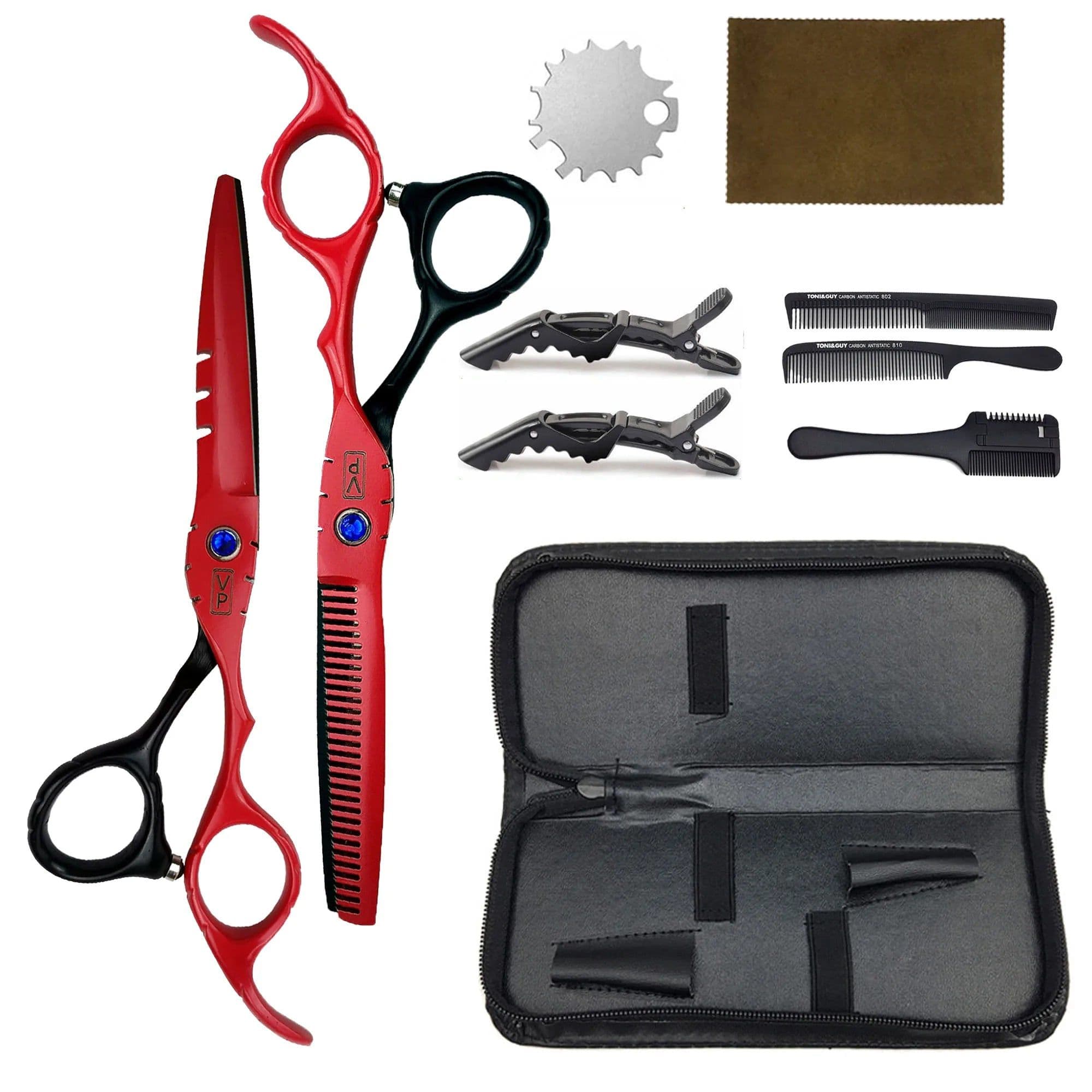 image-6.0" Hair Scissors Professional Hairdressing Scissors Set Barber Scissors Thinning Shears Hair Cutting Tool Hairdresser Scissors