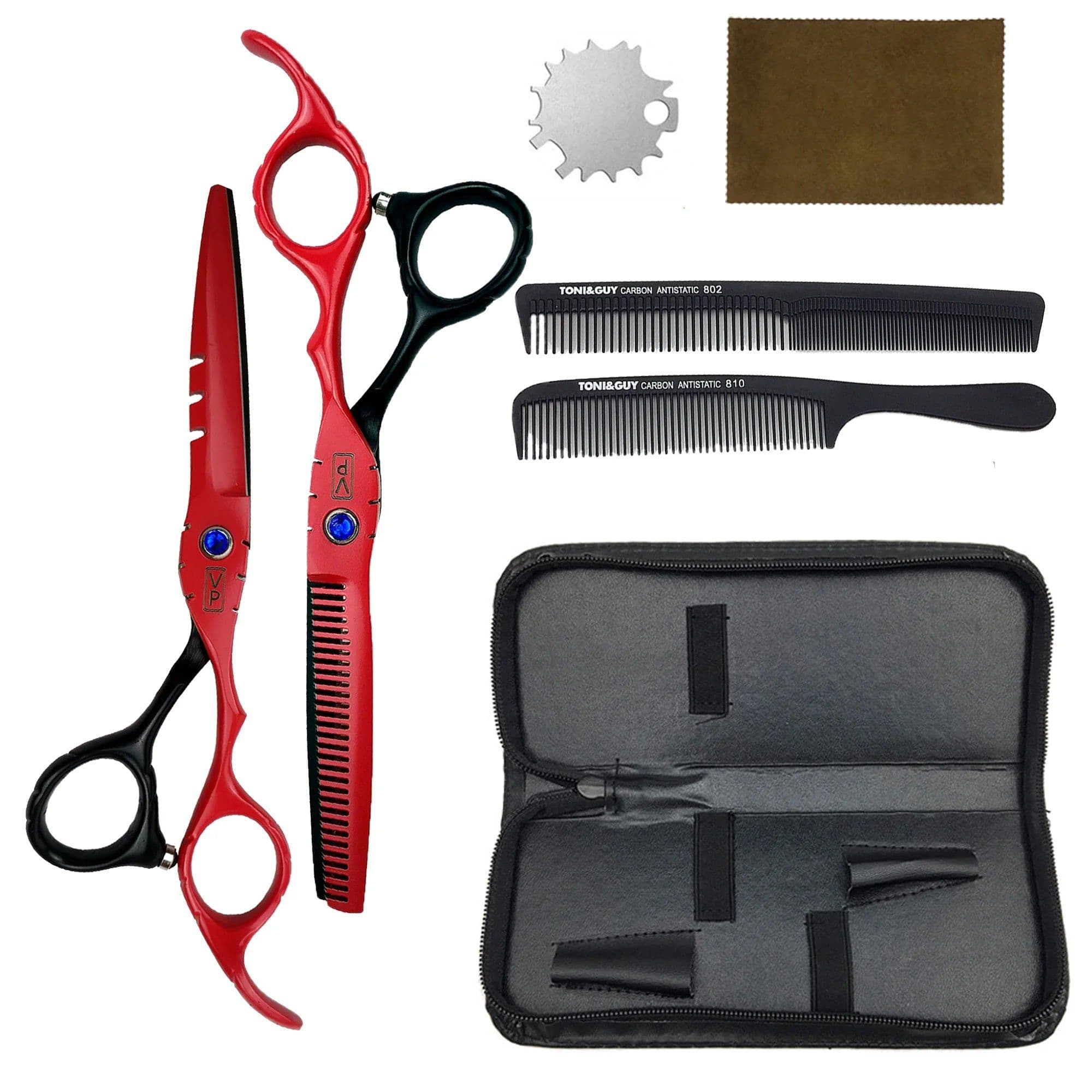 image-6.0" Hair Scissors Professional Hairdressing Scissors Set Barber Scissors Thinning Shears Hair Cutting Tool Hairdresser Scissors