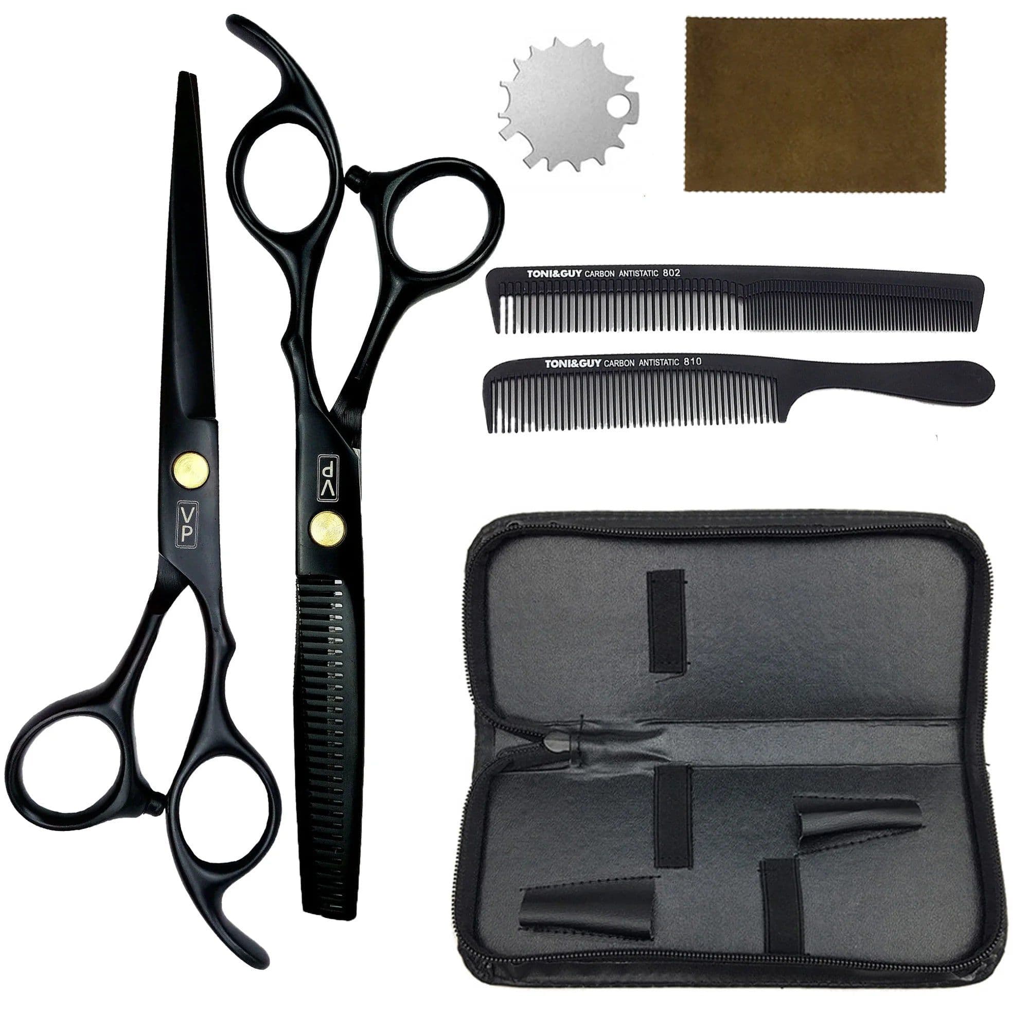 image-6.0" Hair Scissors Professional Hairdressing Scissors Set Barber Scissors Thinning Shears Hair Cutting Tool Hairdresser Scissors
